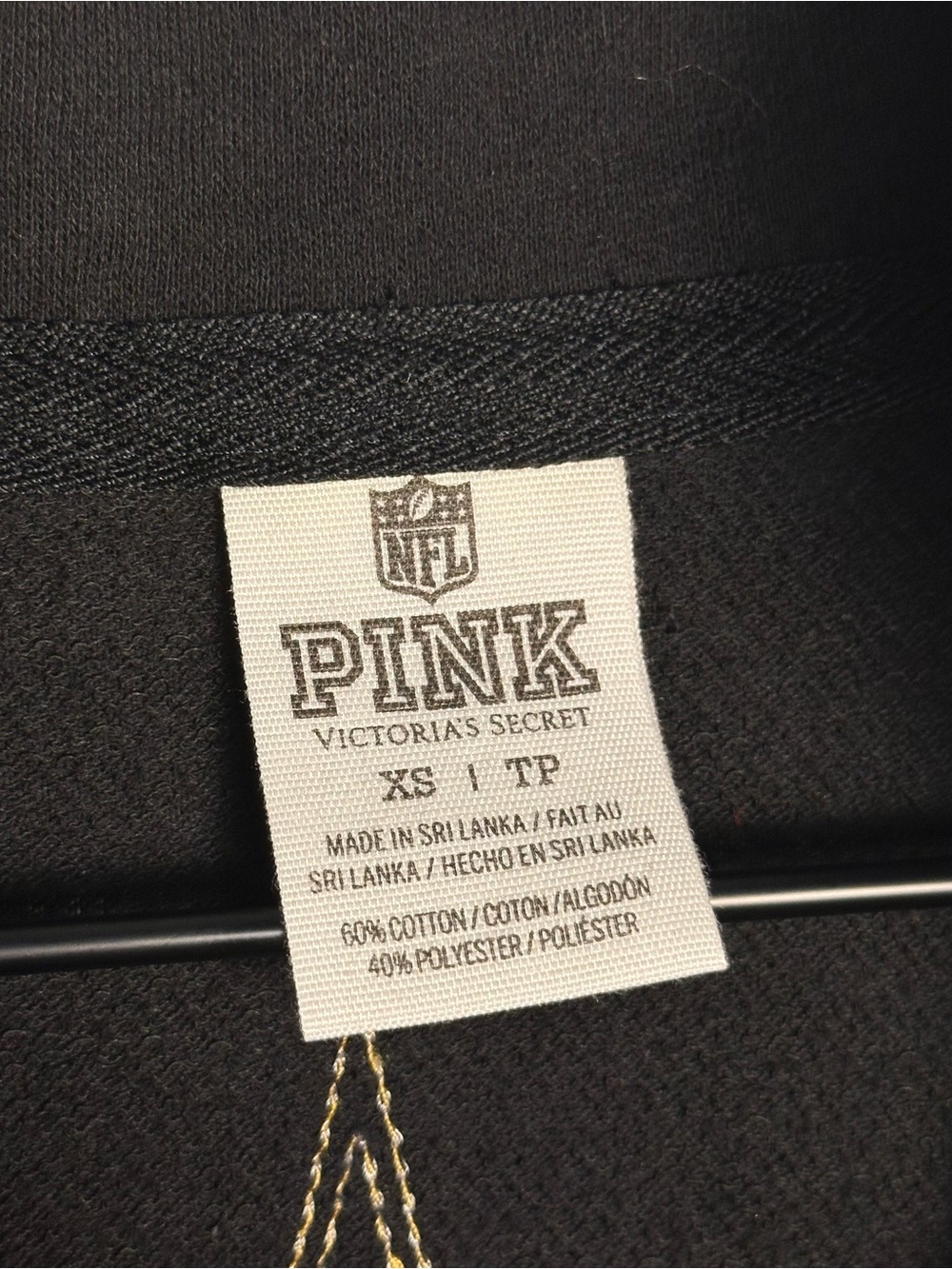Woman’s Victoria Secret PINK Black Sequin SAINTS Long Sleeve Top - Picture 7 of 11